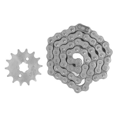 Set Pignone e Corona Catena 428 Acciaio 14 Denti Pignone Motore Anteriore con 60 Maglie Catena di Trasmissione per Moto Scooter 50cc 70cc 90cc 110cc