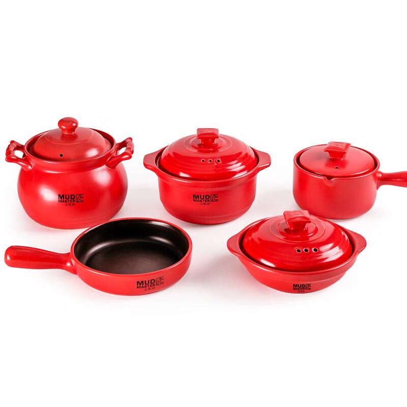 Tujiaofang China Red Five-Piece Frying Pan Set
