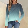 Fashionable Women's Long-sleeved Gradient Round Neck Casual Pleated Loose Top