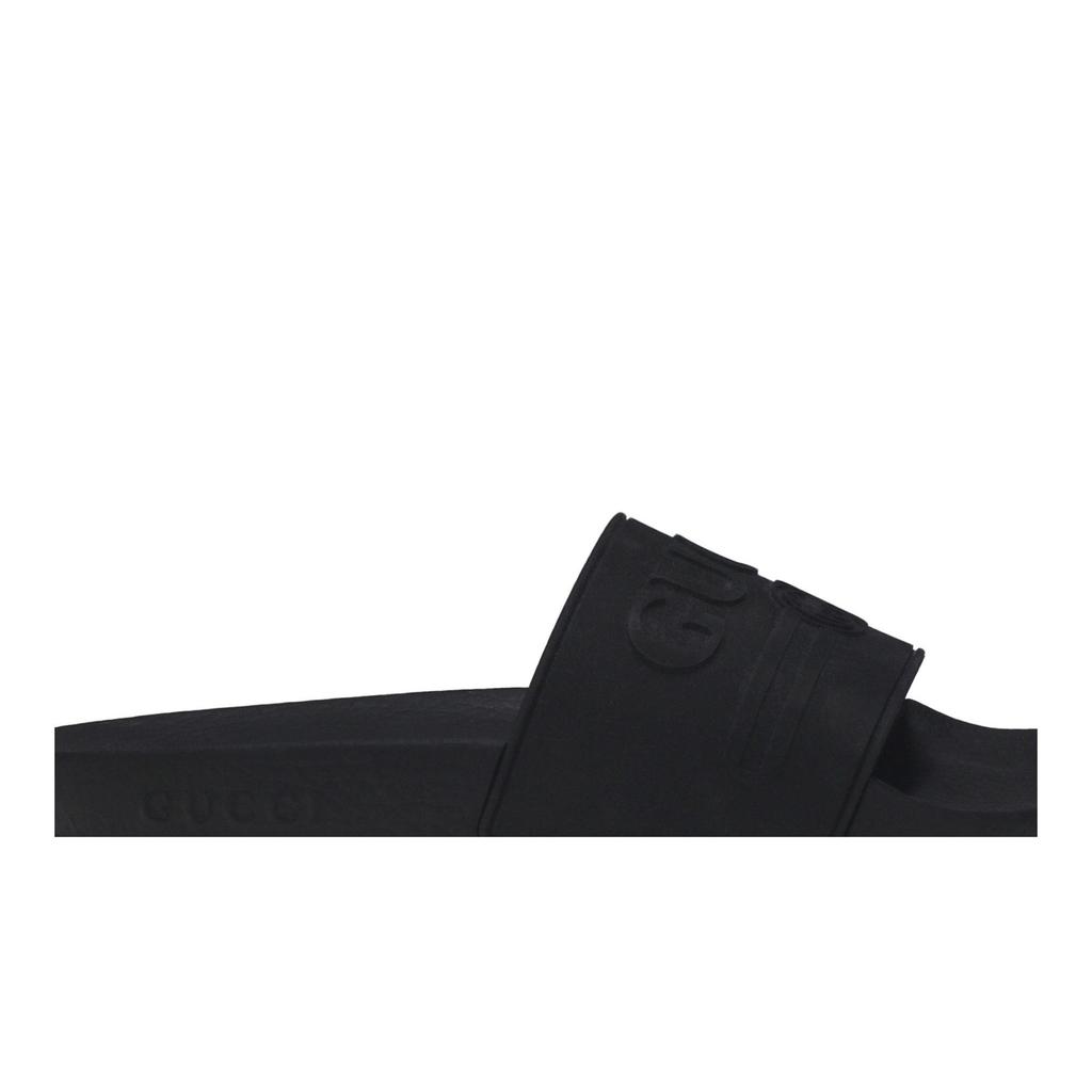 Gucci Womens Logo Rubber Slide 'Black' (women's sizes) Black / Black Slide Slippers 525140 JCZ00 1031