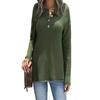 Women S Solid Color Half Open Button Pullover Long Sleeve Sweater
