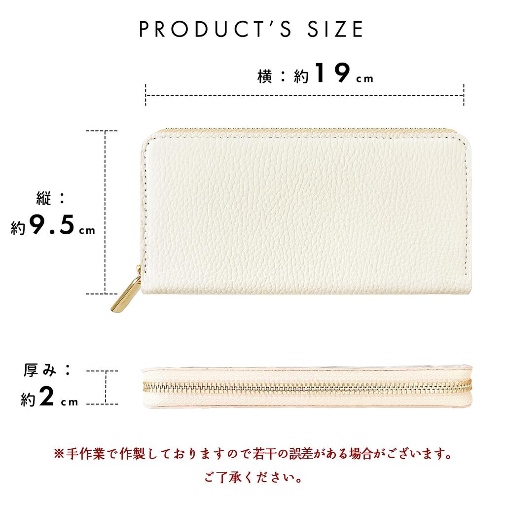 Genuine leather long wallet for men and women in natural ivory. Features a round zipper closure, coin purse, and card slots.