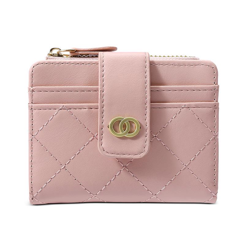 2024 Spring Women's High-End Zipper Coin Purse: Short Solid Color Wallet & Card Holder