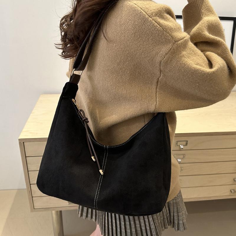 Vintageinspirert Tote-veske med stor kapasitet for kvinner, avslappet ensfarget matt skinn, skulder- og crossbody-veske