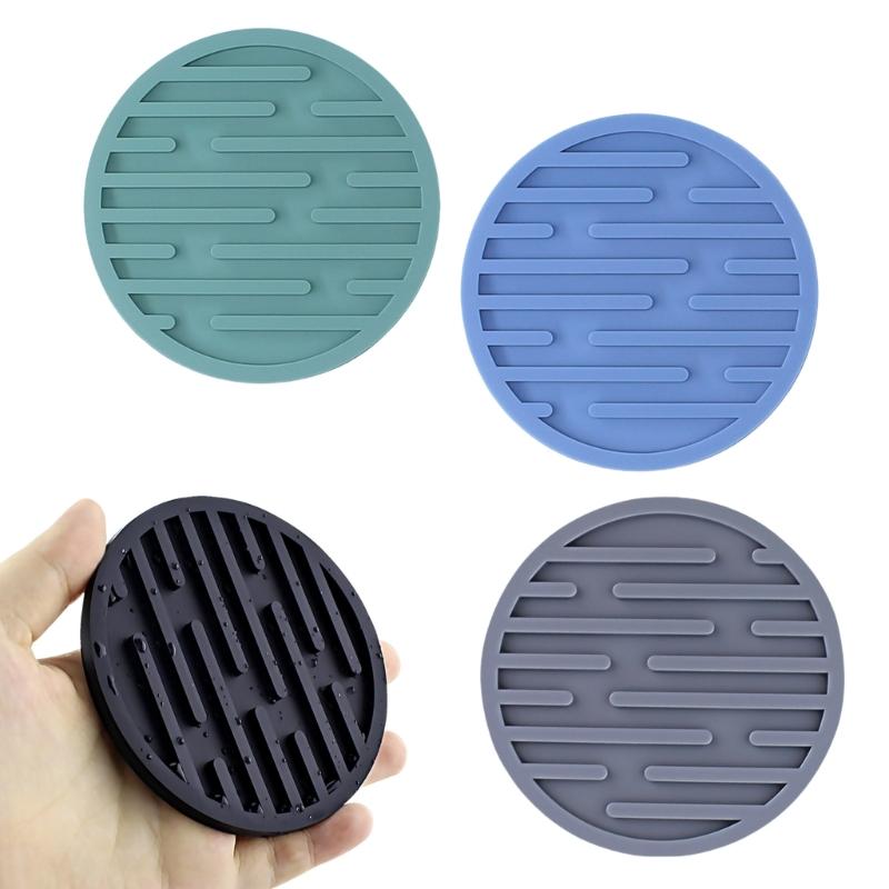 6Pcs Silicone Drink Coasters Round Nonslip Table Decors Coasters Silicone Texture Suitable for Kitchen Everyday Use