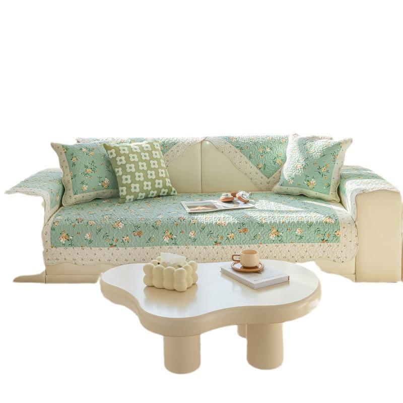 Modern Simple Washed Pure Cotton Sofa Cushion, Four-Season Universal Fabric Printing Non-Slip Seat Cushion, Sofa Cover Cover Towel