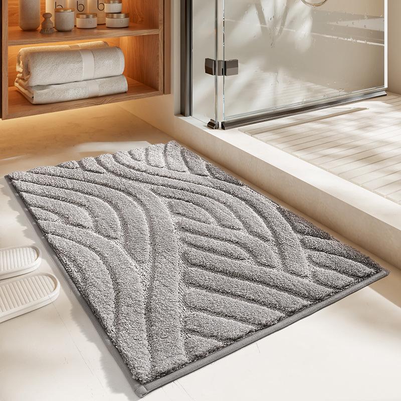 Inyahome Extra Thicken Bathroom Bath Mat Floor Carpets For Lavatory Washroom Bathtub Side Microfiber Solid Toilet Rug Large Size