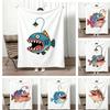 Cartoon L-Lure Fish Throw Lightweight 240g Flannel Blanket Soft Skin-friendly for Summer Cooling
