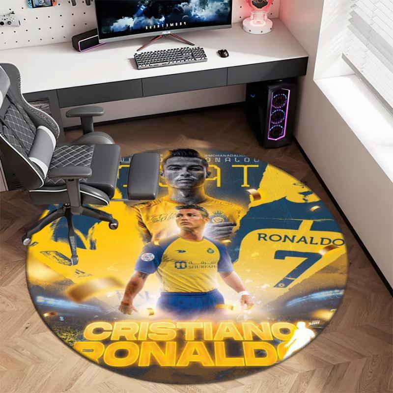 Former FC Barcelona player Cristiano Ronaldo plays for Al-Nassr FC round rug Home Soft Decorative Anti slip Table and Chair Carpet H18