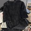 T-shirt Trendy da Donna Taglie Forti 2024 in Cotone Larga Effetto Usurato - Manica Corta, Top con Spalle Dritte per l'Estate