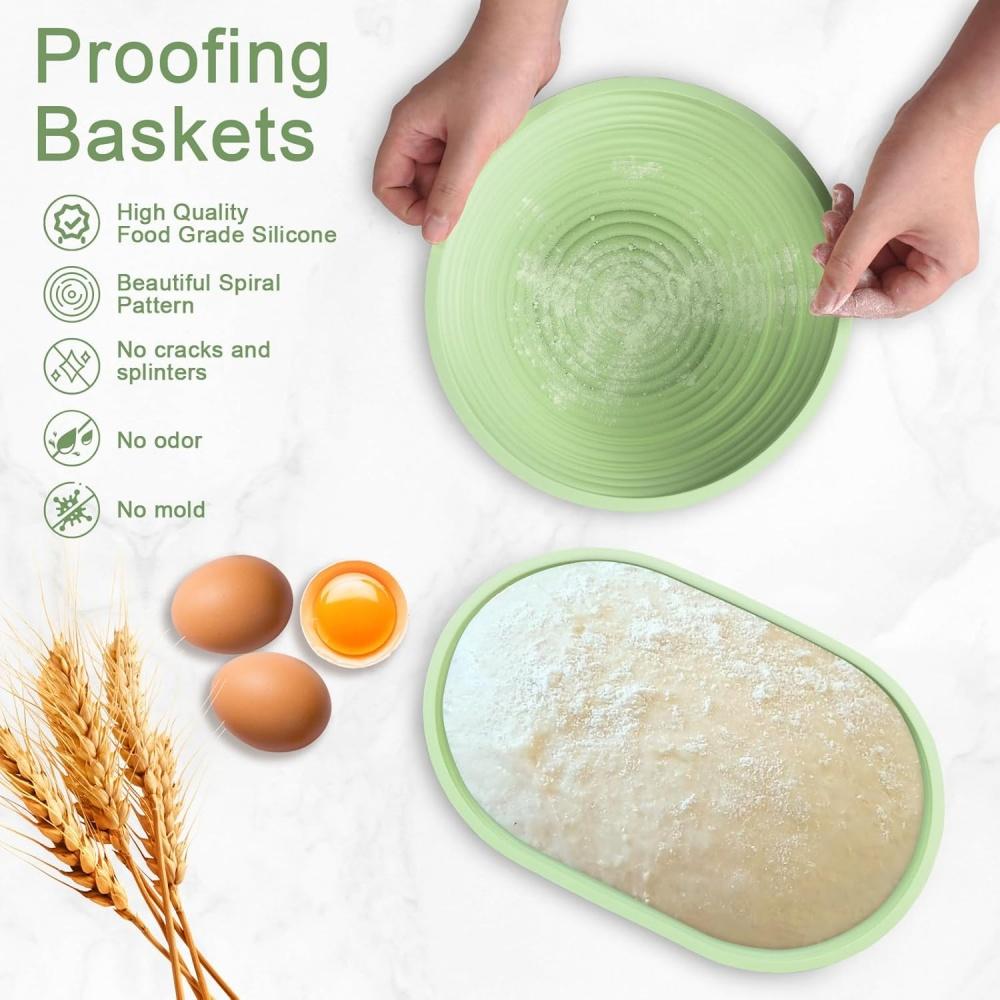 Silicone Bread Basket Baking Dessert Oval Dough Bread Proofing Baskets Collapsible Storage Fermentation Sourdough Basket Kitchen