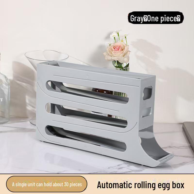 Automatic Rolling Multi-Layer Egg Storage Box for Fridge and Countertop