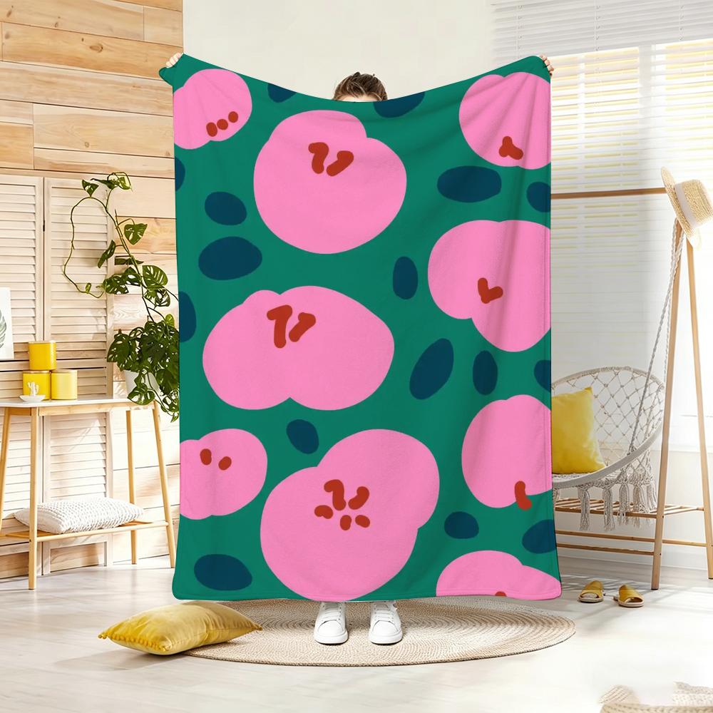 Classic motif A-Abstract Floral Throw Lightweight 240g Flannel Blanket Soft Skin-friendly for Summer Cooling