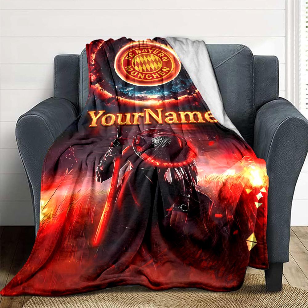 Bayern Munich Customize Your Name Blanket Lightweight Customizable Blanket Comfortable for Seaside Livingroom Bed Living Room Four Seasons Universal