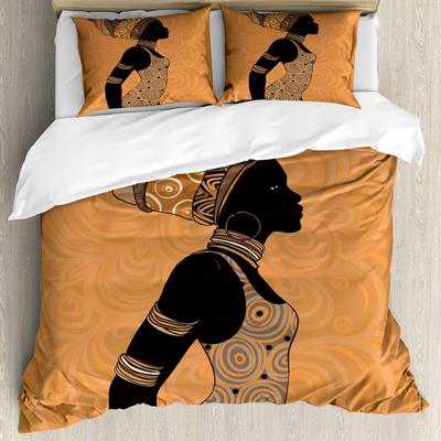 Afrikanische Bettbezug Kreative Frau in der Wüste Mit Möwen, die Herumfliegen Folk Weiblicher Druck Doppel Queen King Polyester Steppdeckenbezug