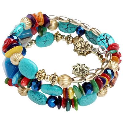 Bohemian Bracelet Bohemian Multi-layered Stone Bracelet with Adjustable Elastic Cord Unisex Retro Ethnic Wrist Jewelry Featuring