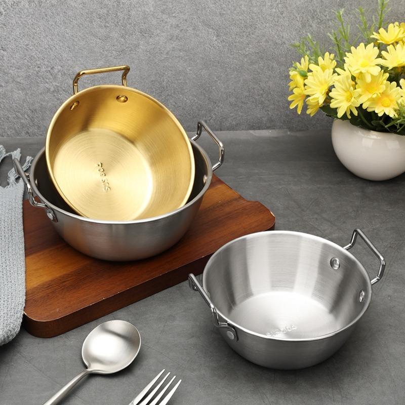 Korean Style Lamian Noodles Pan With Handle Stainless Steel Household Kitchen Pan Snack Kimchi Food Sauce Seasoning Dishes