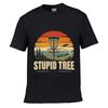 Funny Disc Golf Forest Sunset Badge Street Distressed Washed Loose Simple Tee