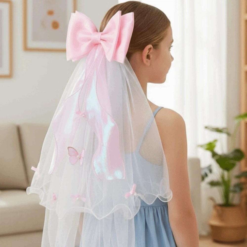 Mesh Girls Head Gauze Bow Colorful Flowing Tulle Gift Super Fairy Veil Hair Accessories