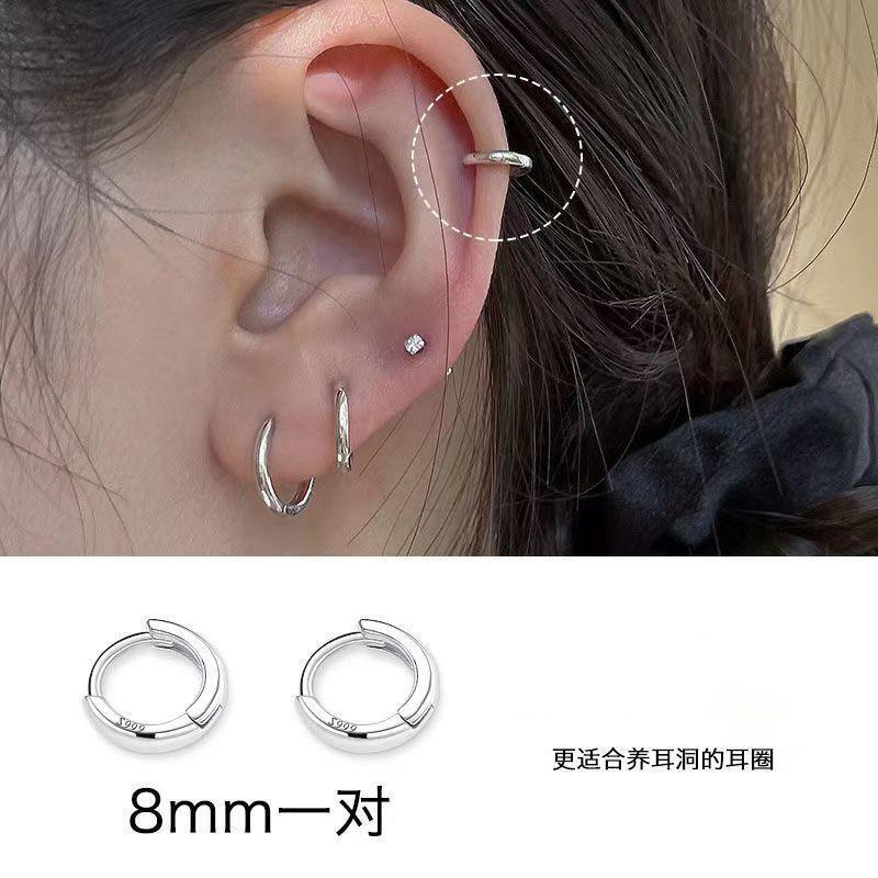 3Pair Stainless Steel Minimalist Huggie Hoop Earrings for Women Gold Color Tiny Round Circle 8/10/12mm Punk Unisex Rock Earring