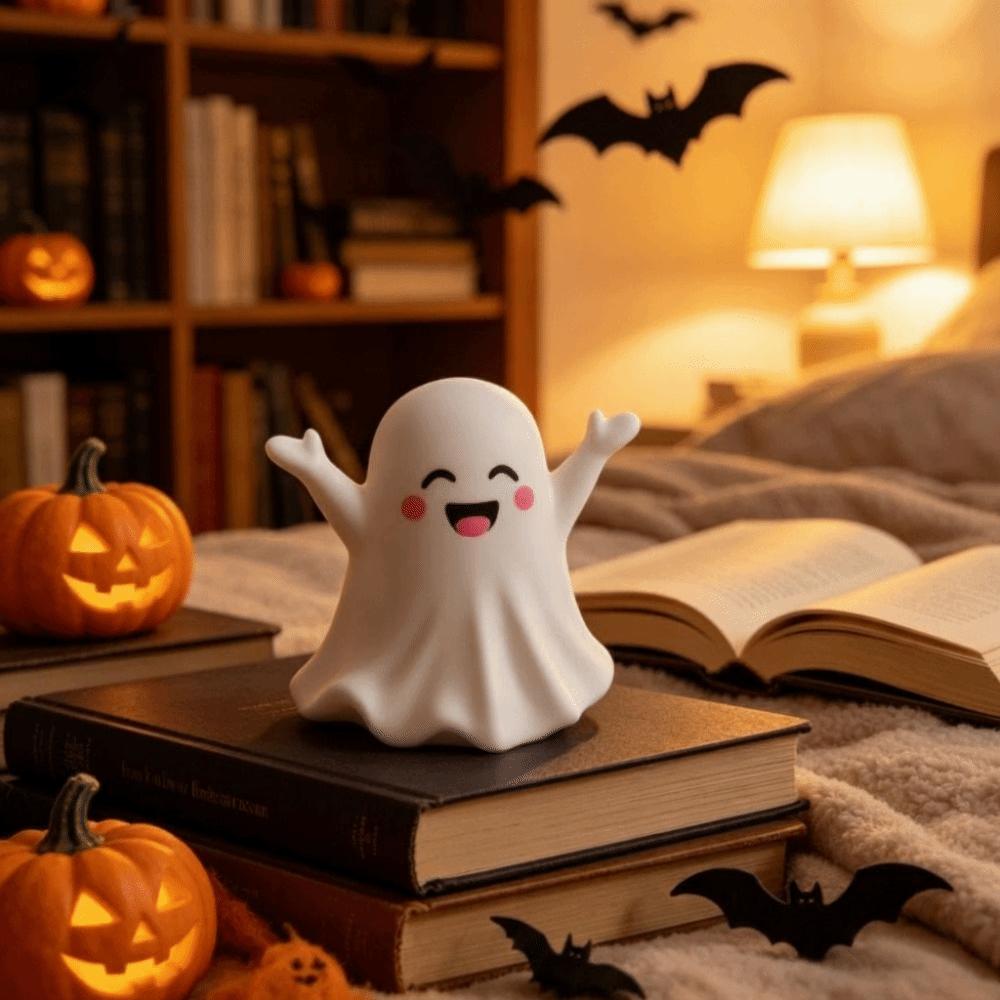 Smiling Faces Ghost Figurines Flocked Texture Ghost Pen Holder Mini Ornament  Desktop Decoration
