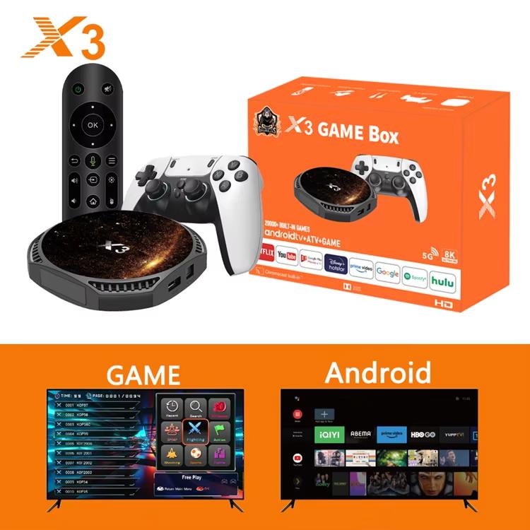 2025 X3 Игровая приставка 4K Приставка 20000 Игр 64 ГБ Android 13.0 Игровая консоль Ретро игровые консоли Двойная система ТВ игры чёрный