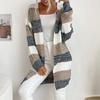 Cardigan Tricoté Oversize Col V Colorblock Manches Longues Coupe Ample Manteau Pull d'Hiver pour Femme