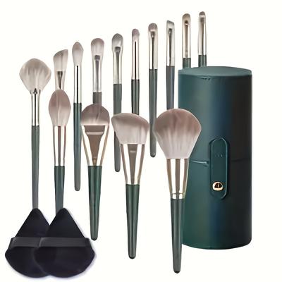 14 Stück Ultraweiches Grünes Make-up-Pinselset für Gesicht, Auge, Anfängerfreundliches Kosmetikwerkzeug-Set---### ?