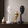 jijijing Abstract Contemplative Face Resin Sculpture, Minimalist Hand-on-Chin Bust Statue for Desk Living Room Office, Creative Art Decor Entryway