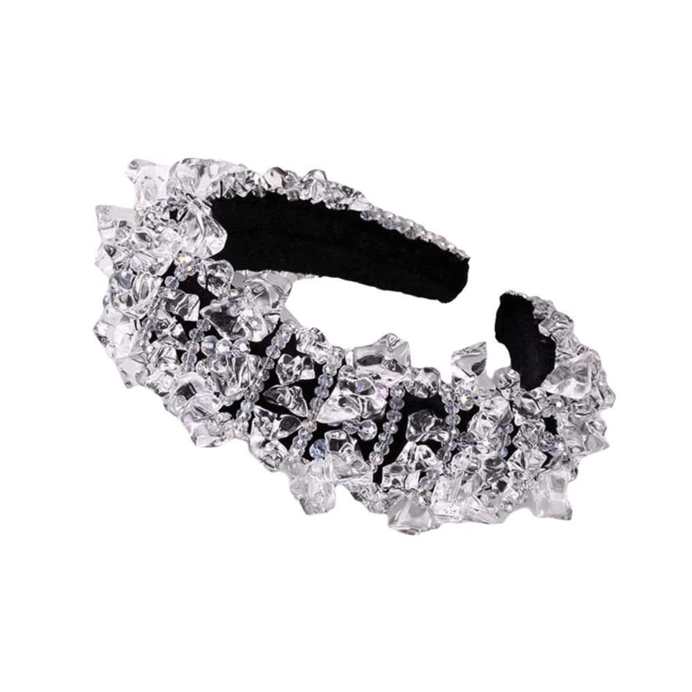 

Rhinestone Irregular Ice Block Hairband Gorgeous Crystal Wide Hair Hoop for Gifts Style 2