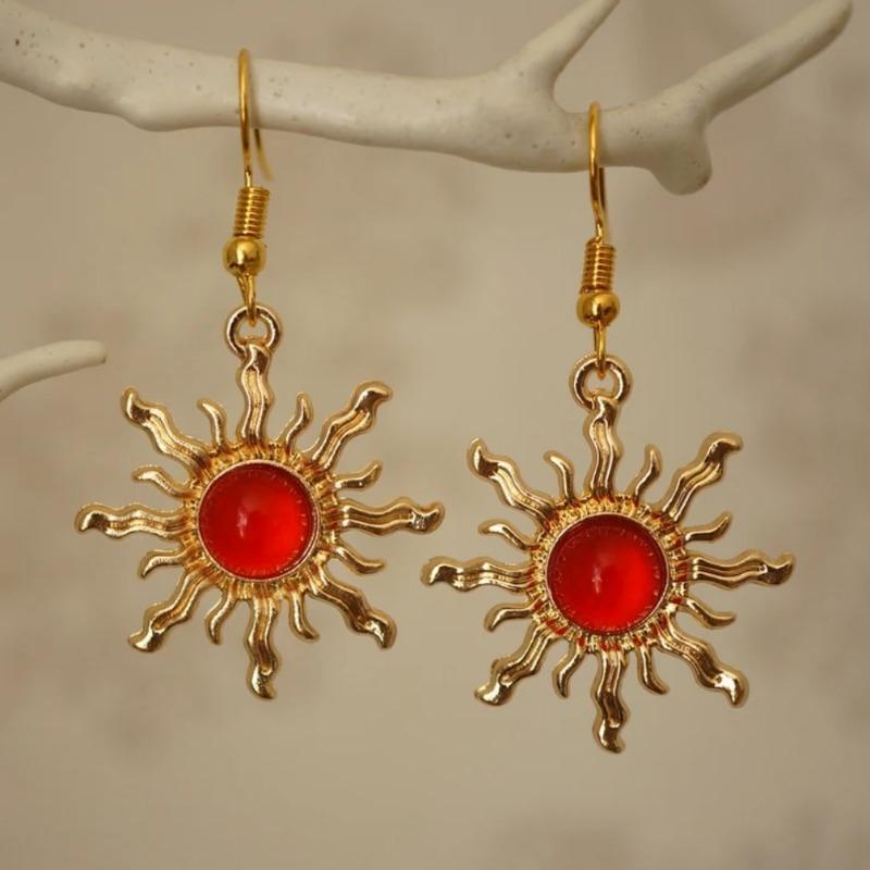 Gothic Sunflower Earrings Inlaid with Acrylic Funny Designer Elegant Geometric Y2K Earrings