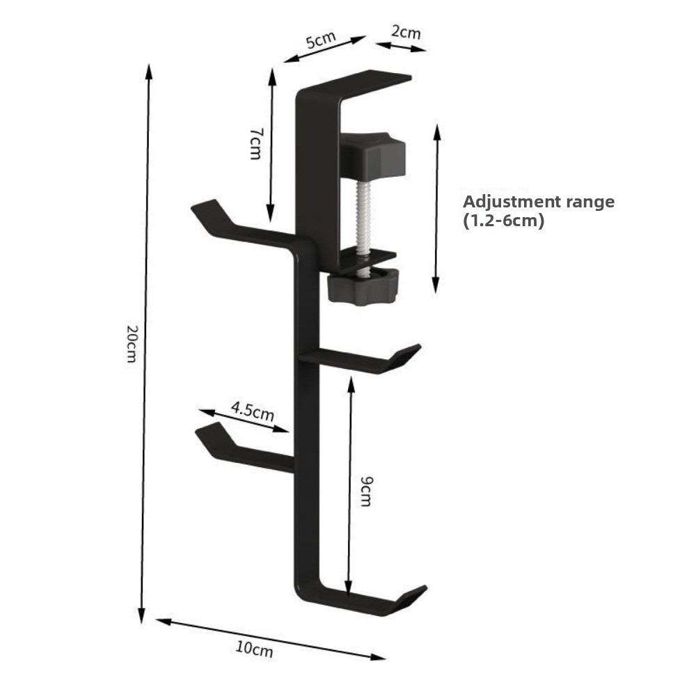 

Portable Adjustable Desk Edge Hook Iron Punch-free Backpack Hook Double Headphone Hanging Hook Home Office Organizer