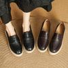 Fashion Straw Sole Wedge Single Shoes Autumn New Round Toe Deep Mouth Platform Non-slip Wear-resistant Loafers