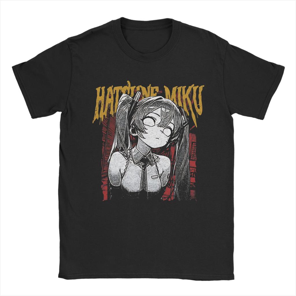 Hatsune Miku T Shirt Unisex Unisex Cotton Vintage Tshirt Round Collar Anime Tees Short Sleeve Clothes Gift Idea