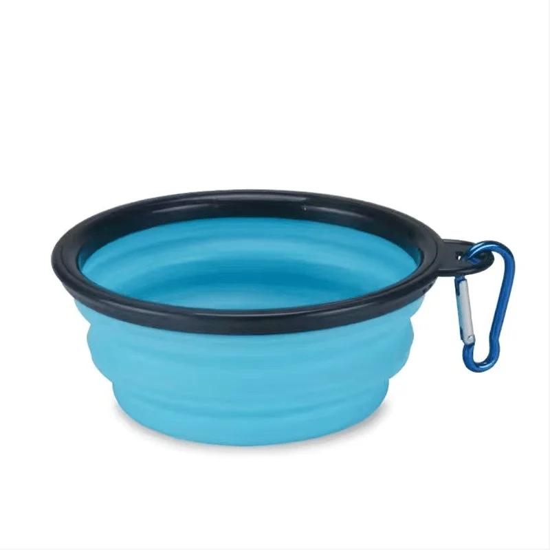 

Pets Portable TPE Folding Bowl Outdoor Hanging Cat Dog Portable Convenient Plastic Feeding Tool Cat Travel Food Water Bowl 350ML небесно-голубой