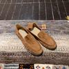 Sheepskin version~ leather round pointed sheep Flat bottom one pedal lazy loafer single shoes women