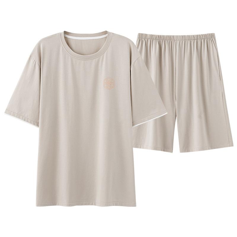 Pajamas men's summer pure cotton 1011 new short-sleeved five-point pants plus size heroic loungewear summer