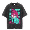Chainsaw Man Washed Cotton Men Women Vintage Japan Anime Oversize Shirt Streetwear Short Sleeve Shirt Loose Cotton Tops