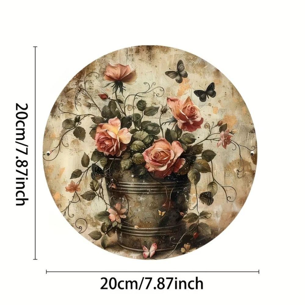 Vintage Metal Sign Face Moss Root Shape Art Plaque 20x20 Cm Home Garden Decor