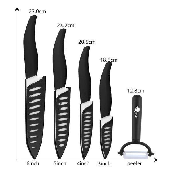 Ceramic Knives Kitchen Knives 3 4 5 6 Inch Chef Knife Cook Set+peeler White Zirconia Blade