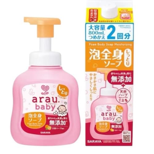 

Arau Baby Body Foaming Soap, Additive-Free, with Refill Set (800ml) - Moisturizing, Additive-Free, Perfect for Sensitive Skin, 2 Refills, Gentle on Ba