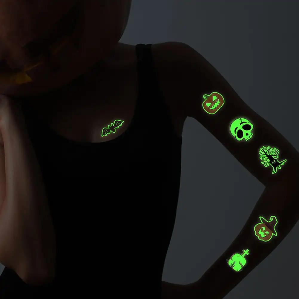 Spider Temporary Tattoo Sticker Realistic Waterproof Design Semi-Permanent Glow-in-the-darkScary Fake Tattoo for Halloween