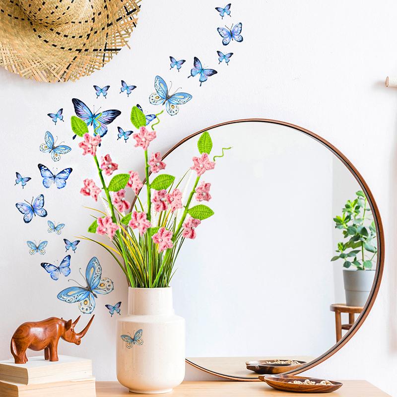 

1PC Artificial Flowers Handcrafted Cherry Blossom Branch Home Decor Knitted Flower Creative Finished Festival Gift Crochet