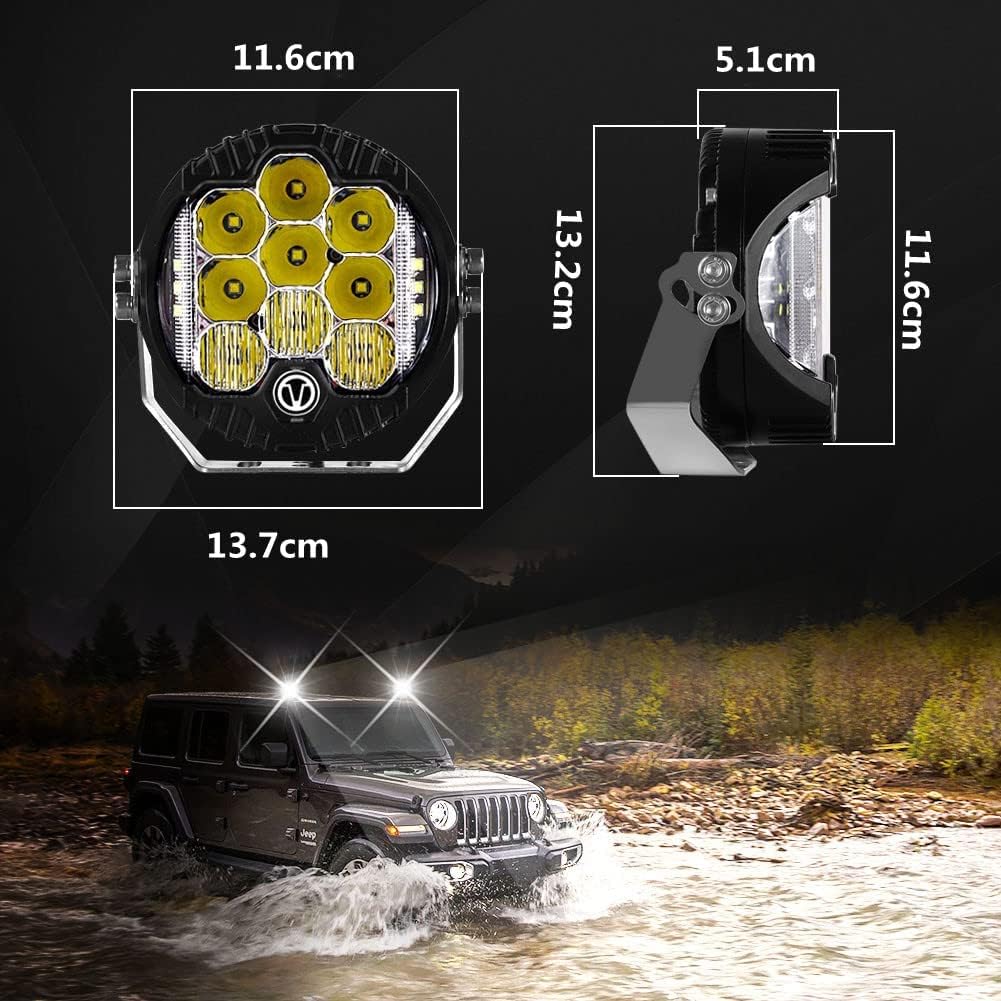 KAWELL 50W Fog Lights Off Road Lights Driving Lights 5 in Wrangler Headlights Combo