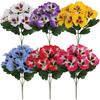 Artificial Pansy Flowers UV Resistant Fake Flowers Reusable Faux Pansy Flowers Bundle for Vase Garden Porch Patio Indoor Outdoor Home Decor