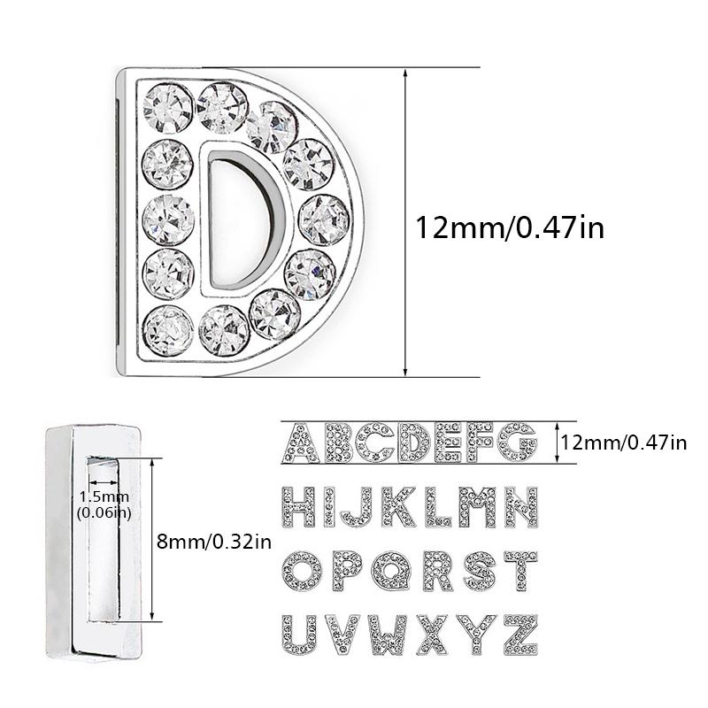 26Pcs Alphabet Pendant Necklace Alphabet Patch Diy Decorations Zinc Alloy Letters Bracelet Glitter Wristlet
