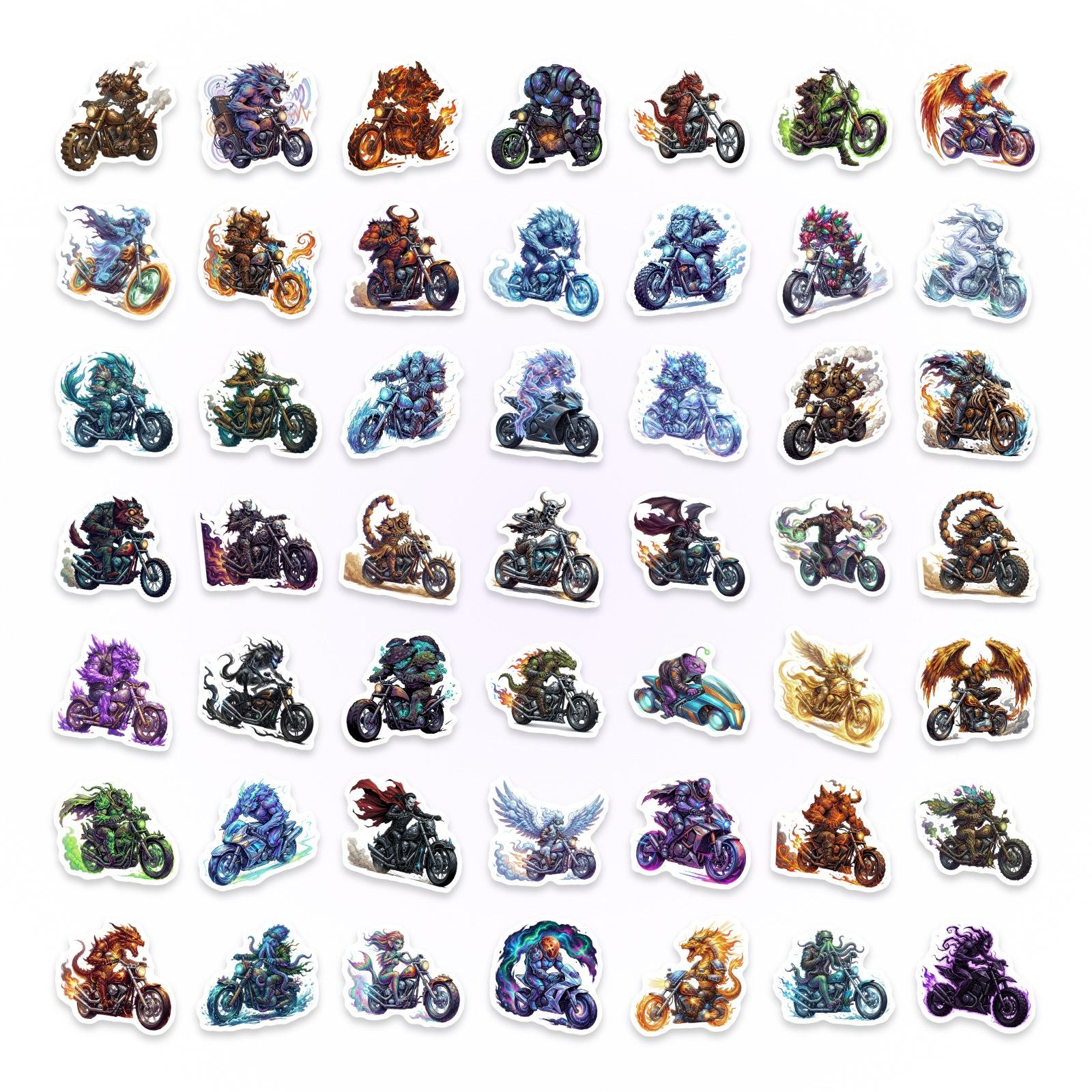 50 Monster Motorcycle Theme Creative Stickers Graffiti Colorful Luggage Waterproof Stickers Available