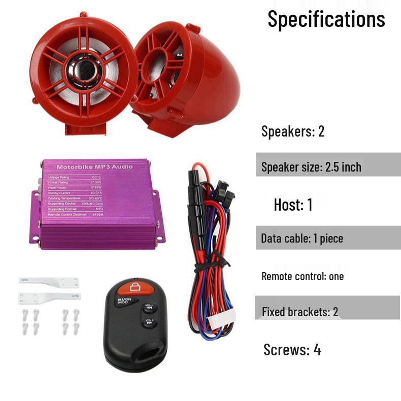 

Bluetooth акустическая система для мотоциклов и внедорожников с функциями защиты от кражи, аудио, MP3 и слотом для карты.