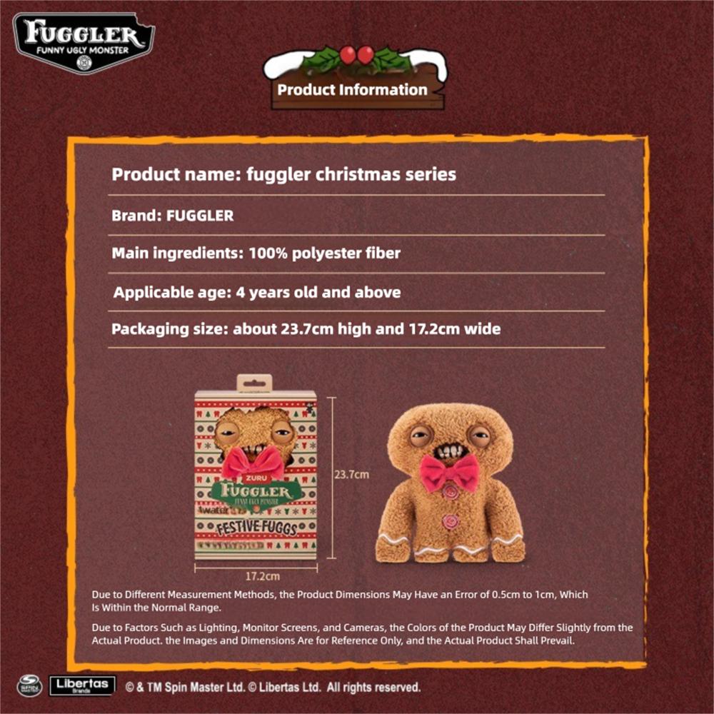 Fuggler Serie Festival Mostri Carini Peluche Renna Pupazzo di Neve Natale Pan di Zenzero Kawaii Divertente Trendy Bambola Peluche Regali