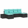 Garden Sofa Set with Cushions 6 Pcs Black Poly Rattan